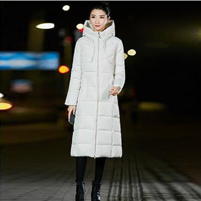 Image of Long Hooded Thicker Down Coat Women Winter Casual Zipper Jackets Female Vogue Elegant Outwears M-6XL Plus Size Synthetic Feather