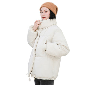 RICORIT Winter Jacket Women Solid Color Stand Collar Down Coat Loose Parkas Korean Female Oversized Jackets пуховик оверсайз