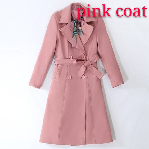 Image of Spring Autumn Trench Coat Slim OL Ladies Trench Coat Women Dress Women Windbreakers Plus Size Two Pieces Women Sets Trench Coats