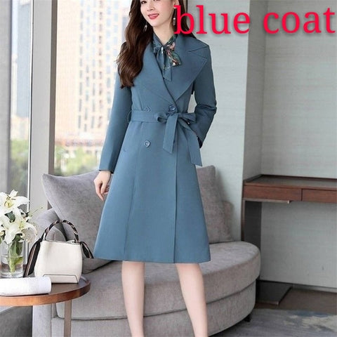 Image of Spring Autumn Trench Coat Slim OL Ladies Trench Coat Women Dress Women Windbreakers Plus Size Two Pieces Women Sets Trench Coats