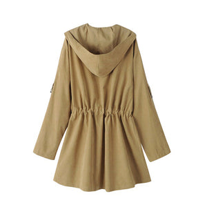 Female Women Jacket Feminine Fashion Autumn Winte Medium Long Section Hooded Light Windbreaker Coat Women Ropa Mujer*/
